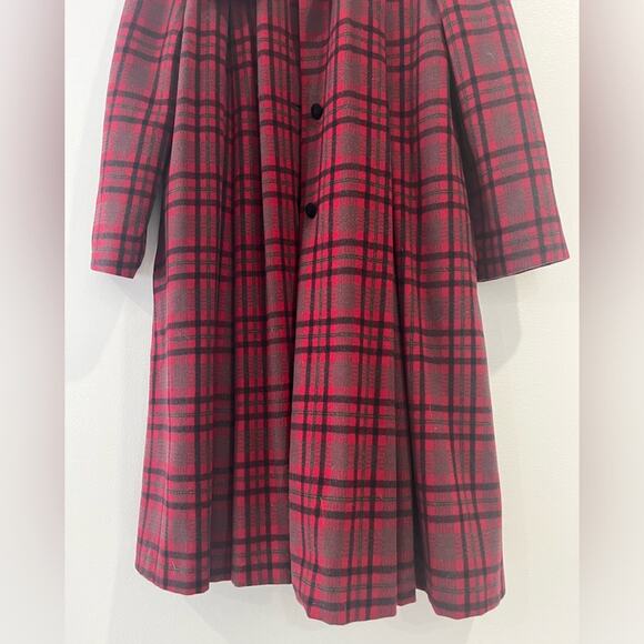 Girls Wool Quilted Long Plaid Jacket 12 Preppy - Picture 4 of 7